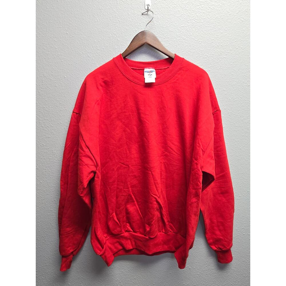Vintage Blank Red Crewneck 90s Jerzees Plain Sweatshirt Minimalist Sweater DS L
